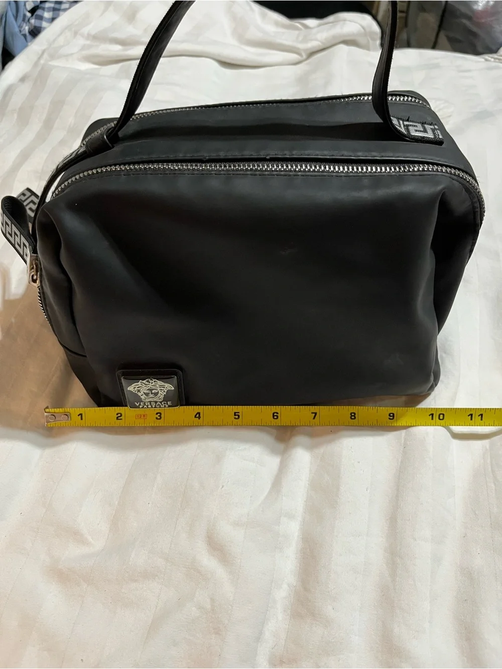 Versace Black Men’s Toiletry Bag with Medusa Logo Plaque
